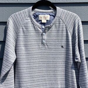 Original Penguin Gray & White Stripes Long Sleeve Top Medium